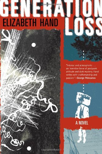 The cover of Generation Loss by Elizabeth Hand features white scribbled lines against a black background and the shadow of a tree
