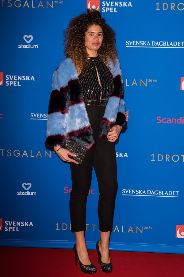 STOCKHOLM, SWEDEN - JANUARY 21: Amanda Zahui Bazoukou walks the red carpet during Idrottsgalan, the annual Swedish Sports Awards Gala, at the Ericsson Globe Arena on January 21, 2019 in Stockholm, Sweden. (Photo by MICHAEL CAMPANELLA/Getty Images)