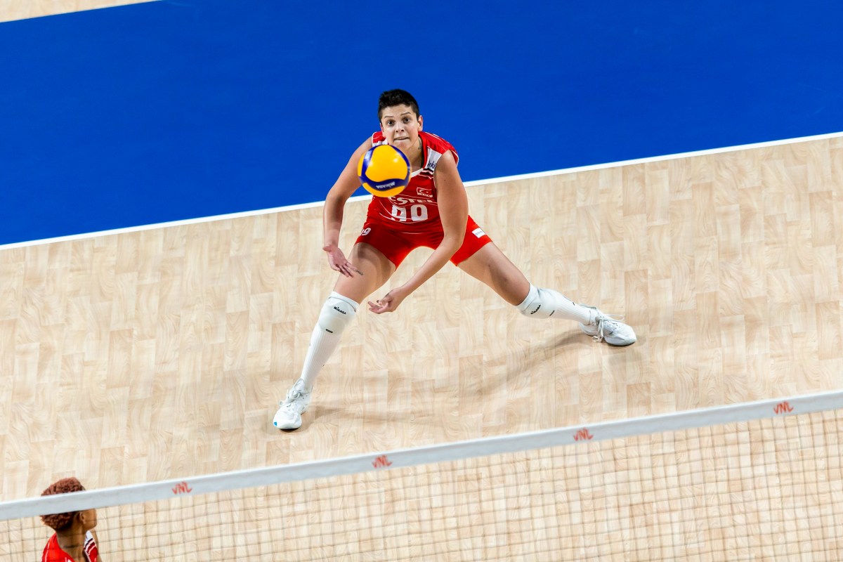 HONG KONG, CHINA - 2023/06/18: Ebrar Karakurt (#99) of Turkiye seen in action during the preliminary match of FIVB Volleyball Nations League Hong Kong 2023 between Dominican Republic and Turkiye at Hong Kong Coliseum. Final score; Dominican Republic 1:3 Turkiye. (Photo by Ben Lau/SOPA Images/LightRocket via Getty Images)