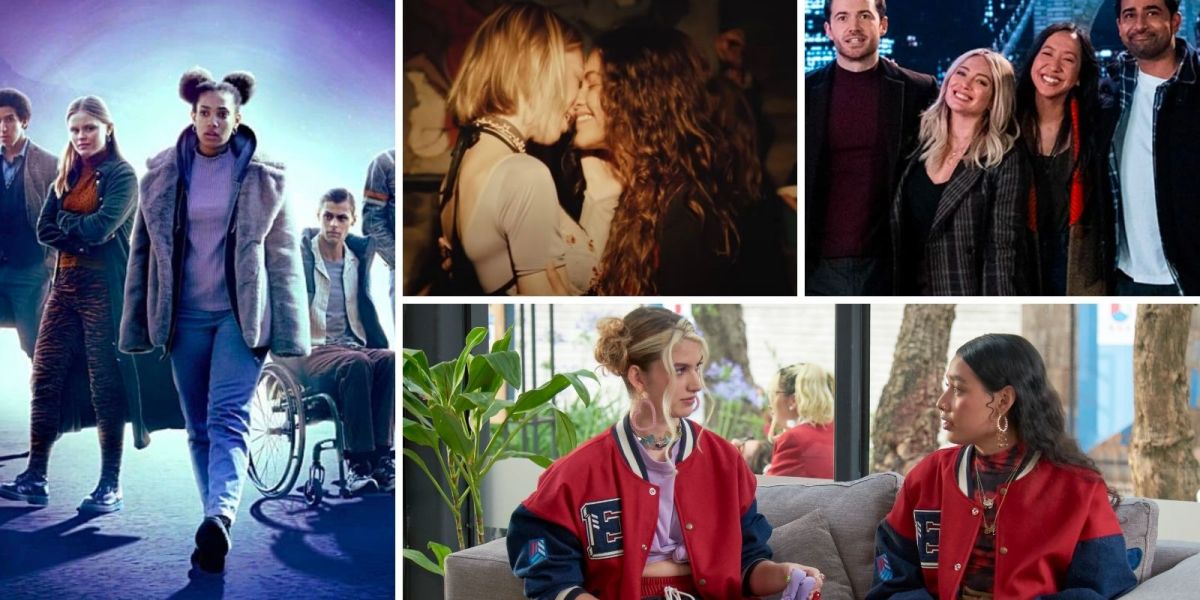 The feature from "What's New and Gay on Netflix, HBO Max and Hulu" by Riese featuring a collage of queer characters from several shows!