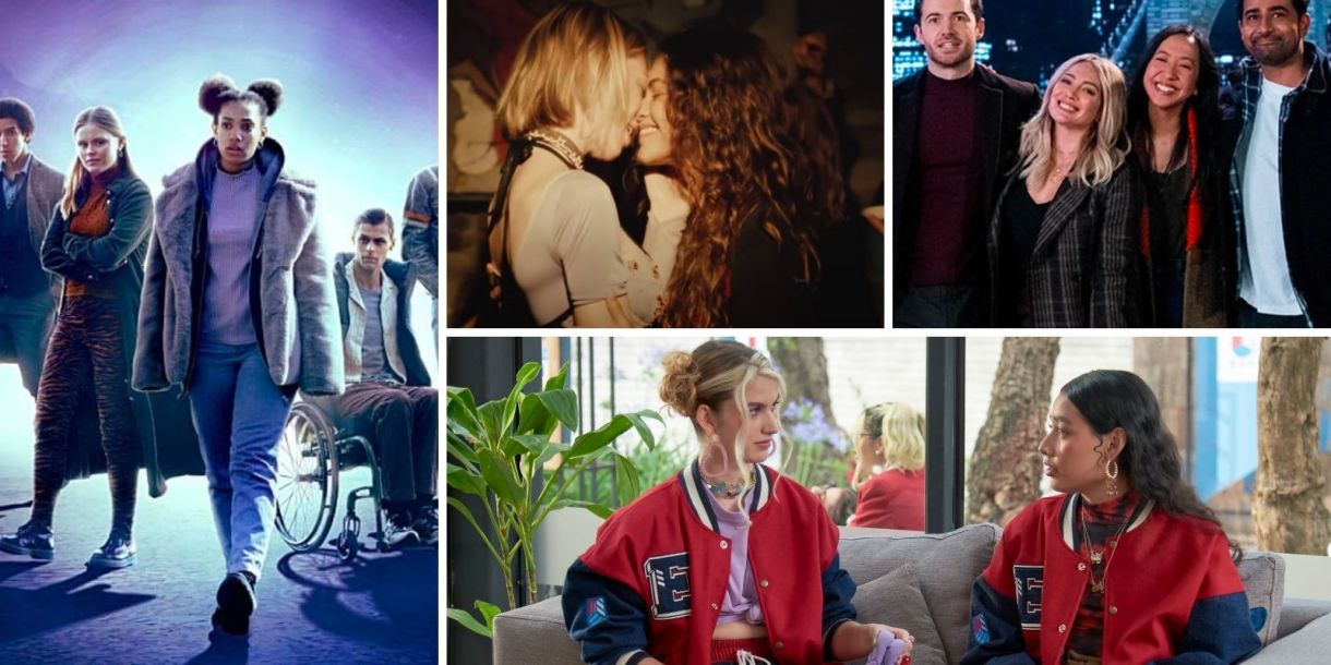 The feature from "What's New and Gay on Netflix, HBO Max and Hulu" by Riese featuring a collage of queer characters from several shows!
