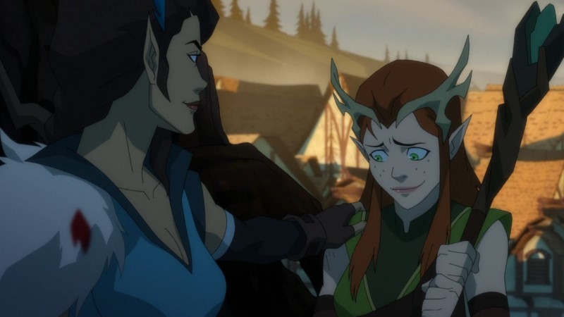 Vex puts her hand on Keyleth's shoulder supportively