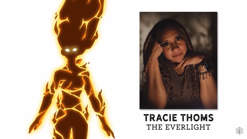 screenshot of Everlight art next to a headshop of Tracie Thoms