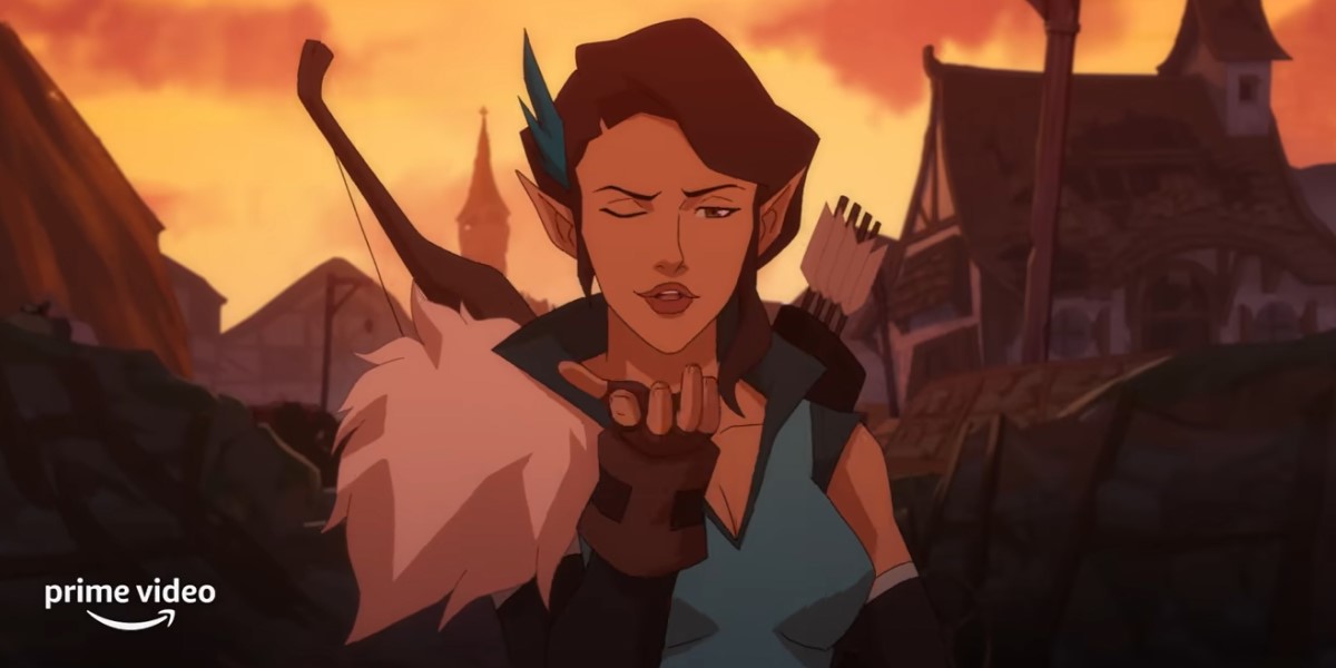 the Legend of Vox Machina: Vex winks and blows a kiss to "camera'