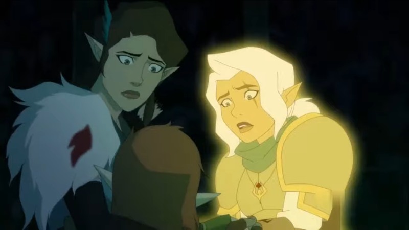 Vex and projection Pike look down at the unconscious Keyleth