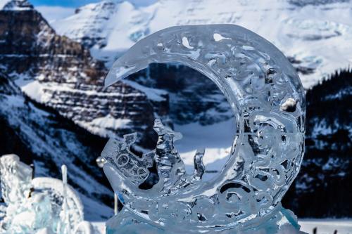 an ice sculpture of a crescent moon