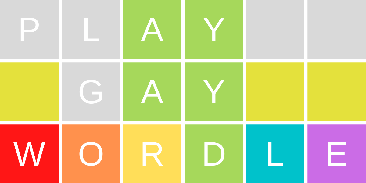 This is an image for Autostraddle's word game, TIRTL, which reads "Play Gay Wordle"