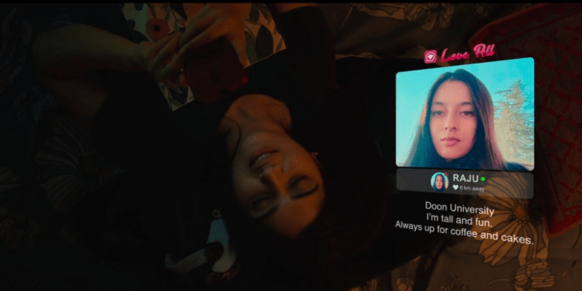Badhaai Do review: In this still from Badhaai Do, A woman scrolls on a dating app while in bed