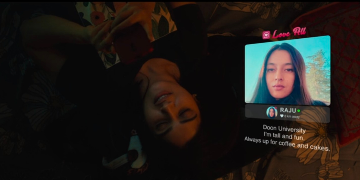 Badhaai Do review: In this still from Badhaai Do, A woman scrolls on a dating app while in bed