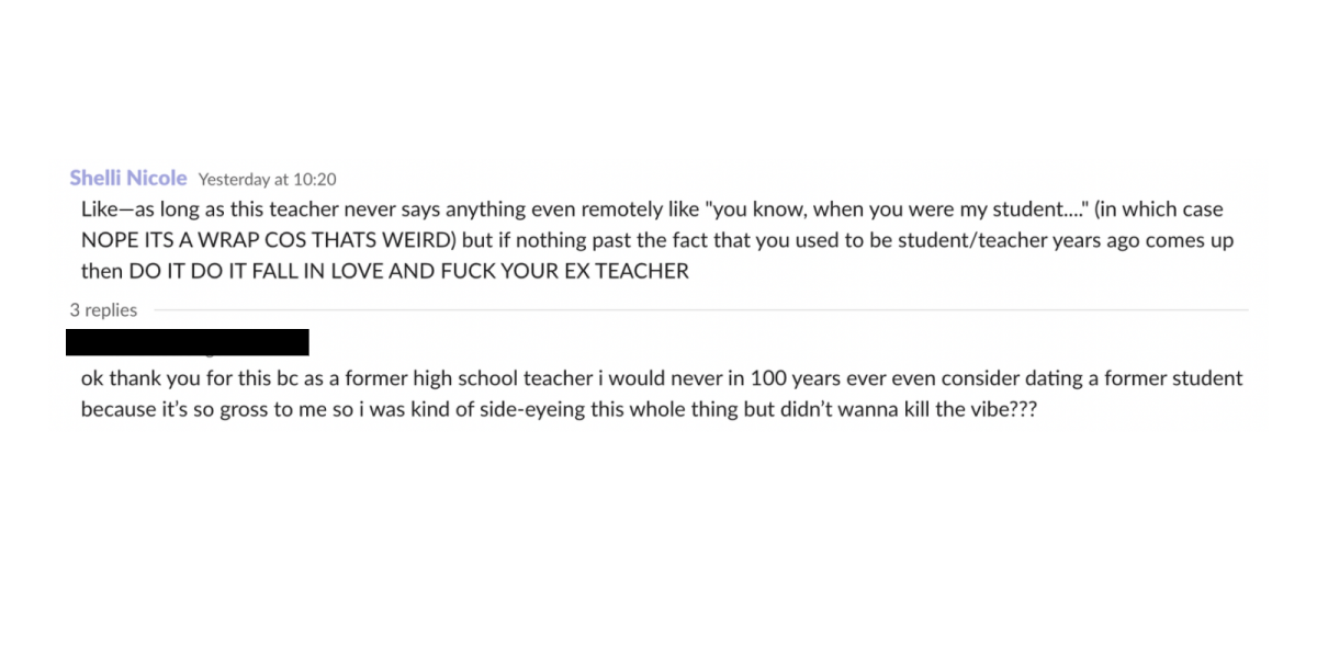 A conversation between Autostraddle staff about a YNH question