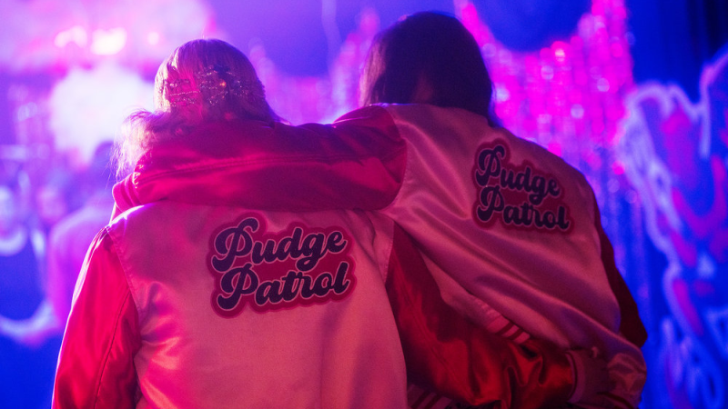 Astrid and Lilly in their Pudge Patrol jackets