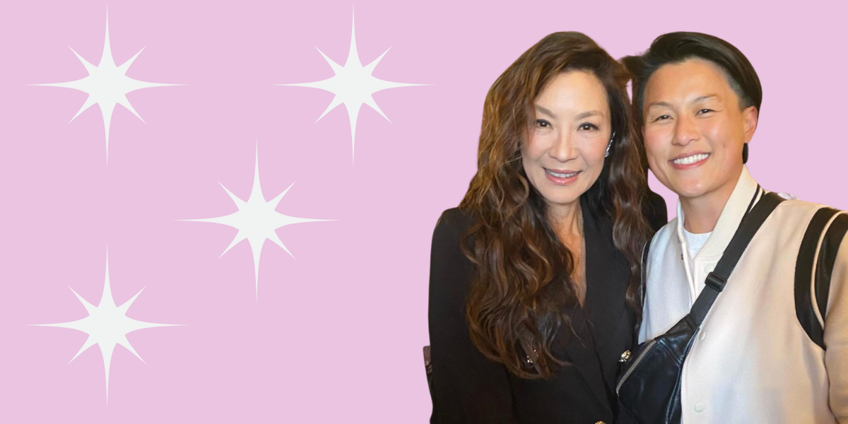 Michelle Yeoh and Melissa King are embracing