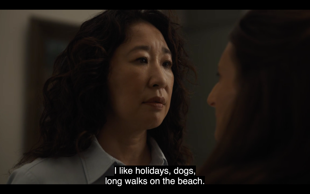 Eve on Killing Eve says "I like holidays, dogs, long walks on the beach"