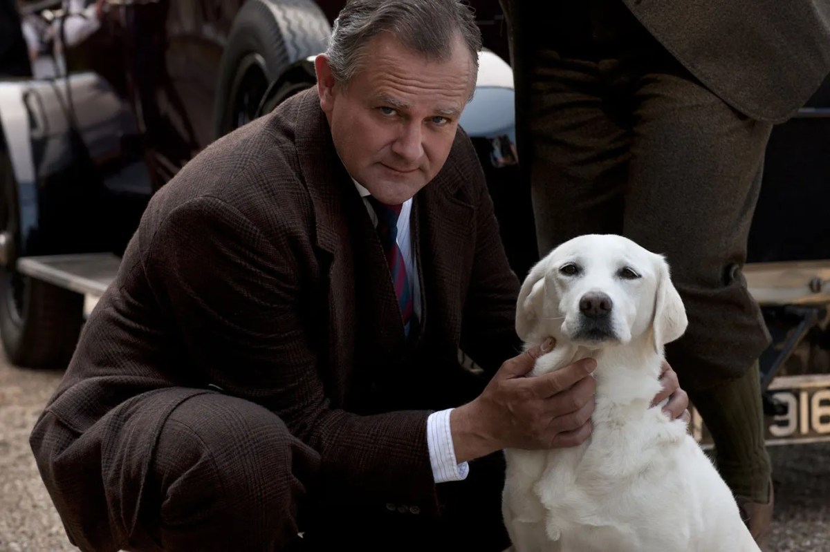 The man in Downton Abbey with his white dog