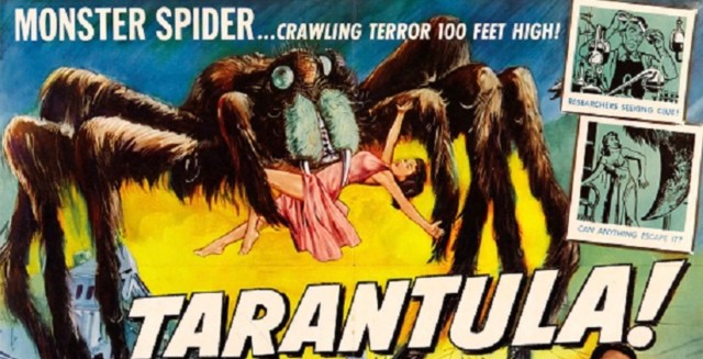 TARANTULA! b-movie poster of a giant spider attacking a woman