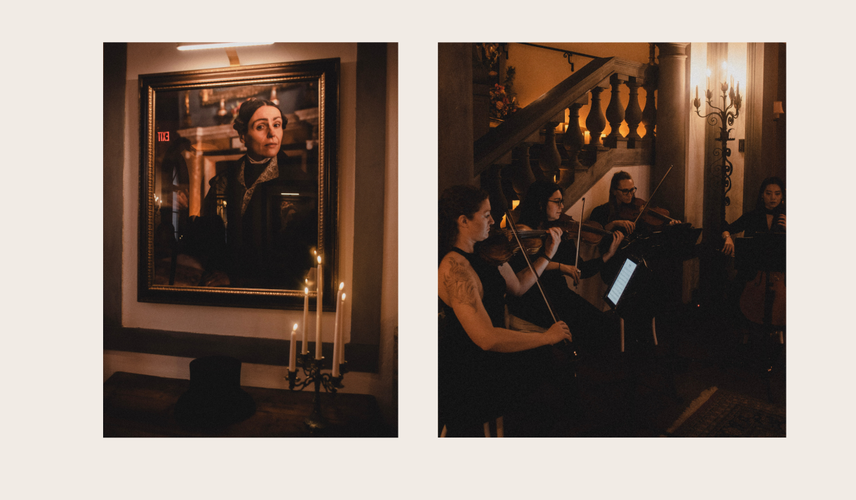 Portrait of Gentleman Jack, string quartet playing