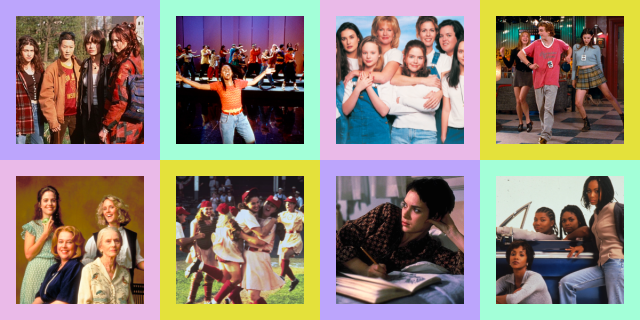 8 90s movies grid: Top Row is Foxfire, Sister Act 2, Now and Then and Empire Records. Second row: Fried green Tomatoes, League of their own, Girl Interrupted, Set It Off