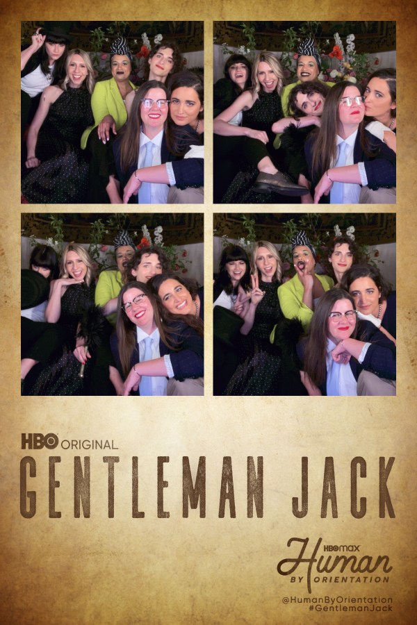 Photobooth from Gentleman Jack: four photos of our group -- Elise, Riese, Christina, Drew, Kristen Arnett, Kayla Kumari