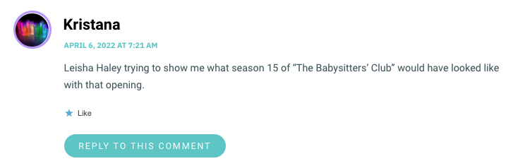 Leisha Haley trying to show me what season 15 of “The Babysitters’ Club