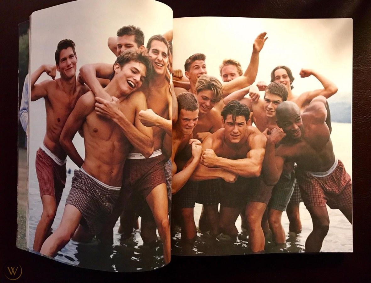 half-naked men wrestling in an abercrombie & fitch centerfold