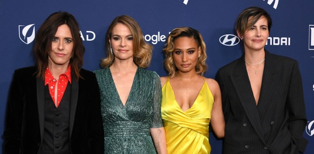 BEVERLY HILLS, CALIFORNIA - APRIL 02: (L-R) Katherine Moennig, Leisha Hailey, Rosanny Zayas and Jacqueline Toboni attend the 33rd Annual GLAAD Media Awards on April 02, 2022 in Beverly Hills, California. (Photo by JC Olivera/Getty Images)