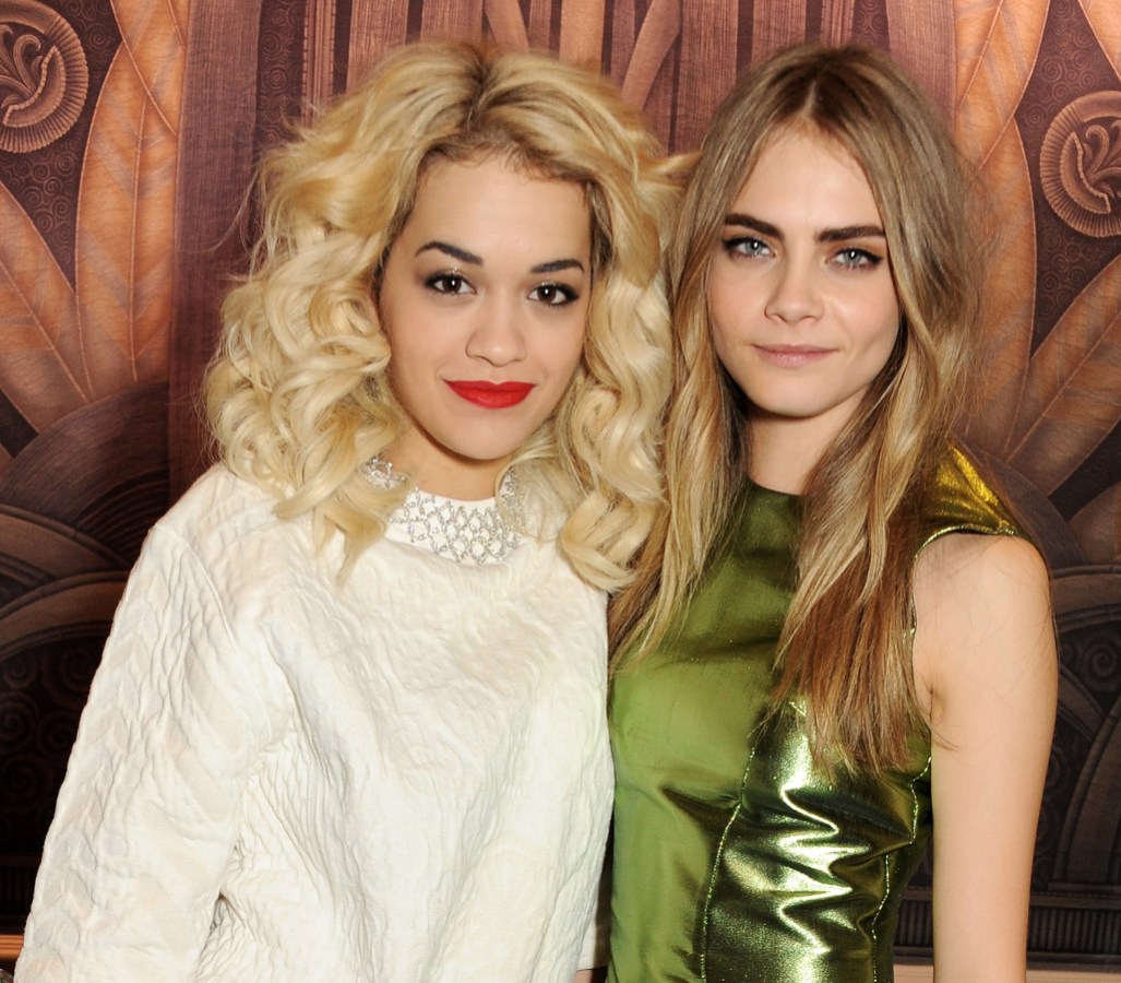 LONDON, ENGLAND - NOVEMBER 27: (EMBARGOED FOR PUBLICATION IN UK TABLOID NEWSPAPERS UNTIL 48 HOURS AFTER CREATE DATE AND TIME. MANDATORY CREDIT PHOTO BY DAVE M. BENETT/GETTY IMAGES REQUIRED) Rita Ora (L) and Cara Delevingne, winner of the Best Model award, pose at the British Fashion Awards 2012 at The Savoy Theatre on November 27, 2012 in London, England. (Photo by Dave M. Benett/Getty Images)