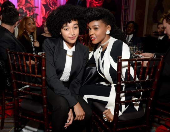 BEVERLY HILLS, CA - MAY 12: Actress Amandla Stenberg (L) and Honoree Janelle Monae attend the AltaMed Power Up, We Are The Future Gala at the Beverly Wilshire Four Seasons Hotel on May 12, 2016 in Beverly Hills, California. (Photo by Michael Kovac/Getty Images for AltaMed)