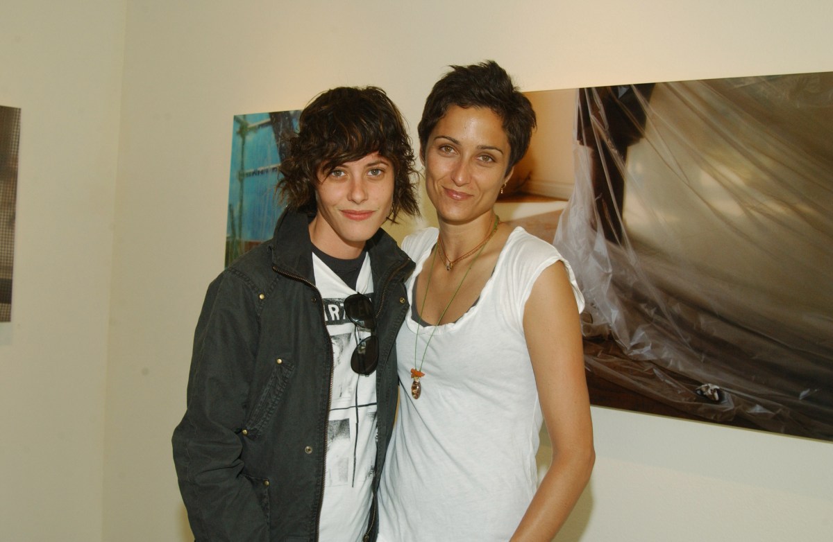 Katherine Moennig and Alexandra Hedison during Alexandra Hedison (Re)building Show Opening Reception at White Room Gallery in West Hollywood, California, United States. (Photo by Amy Graves/WireImage)