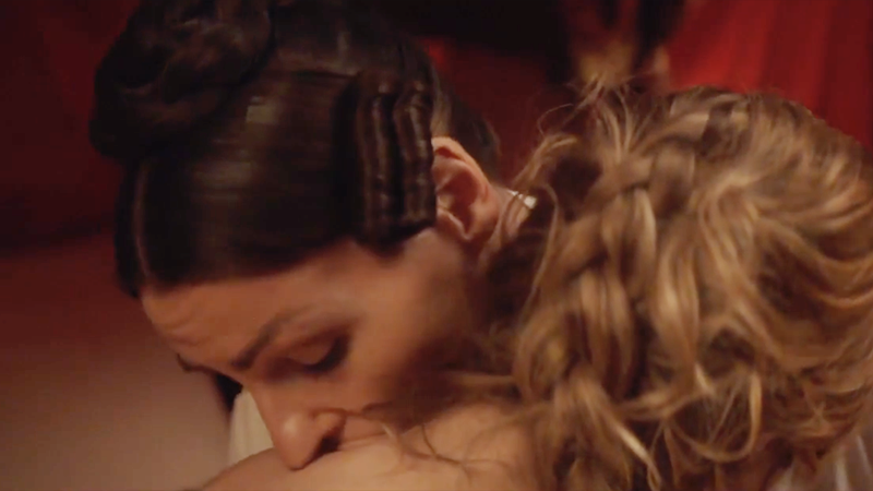 Anne Lister kisses Ann Walker's neck