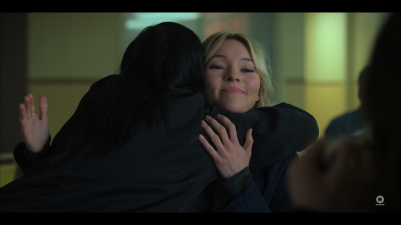 Raelle awkwardly returns Vira's hug