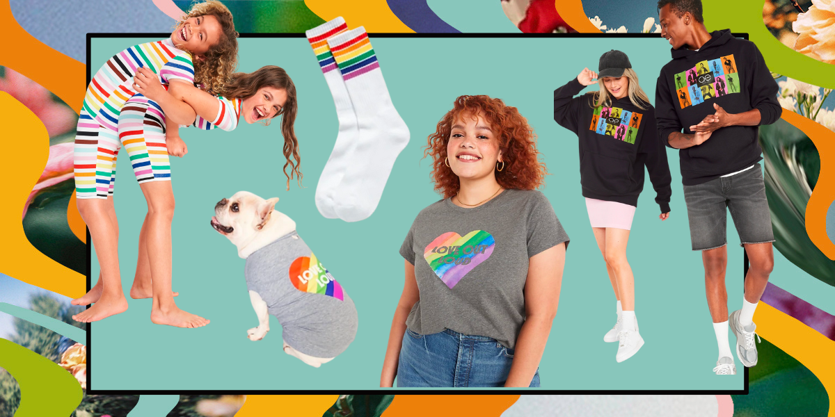 collage of Old Navy pride collection products