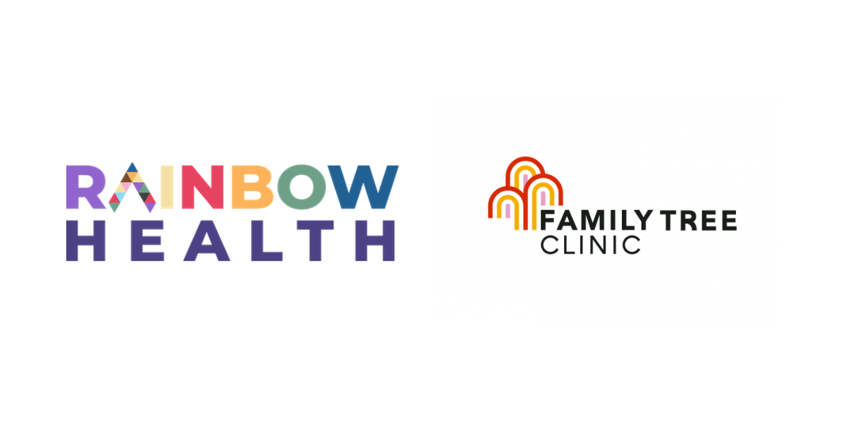 The logo of Rainbow Health and the logo of Family Tree Clinic
