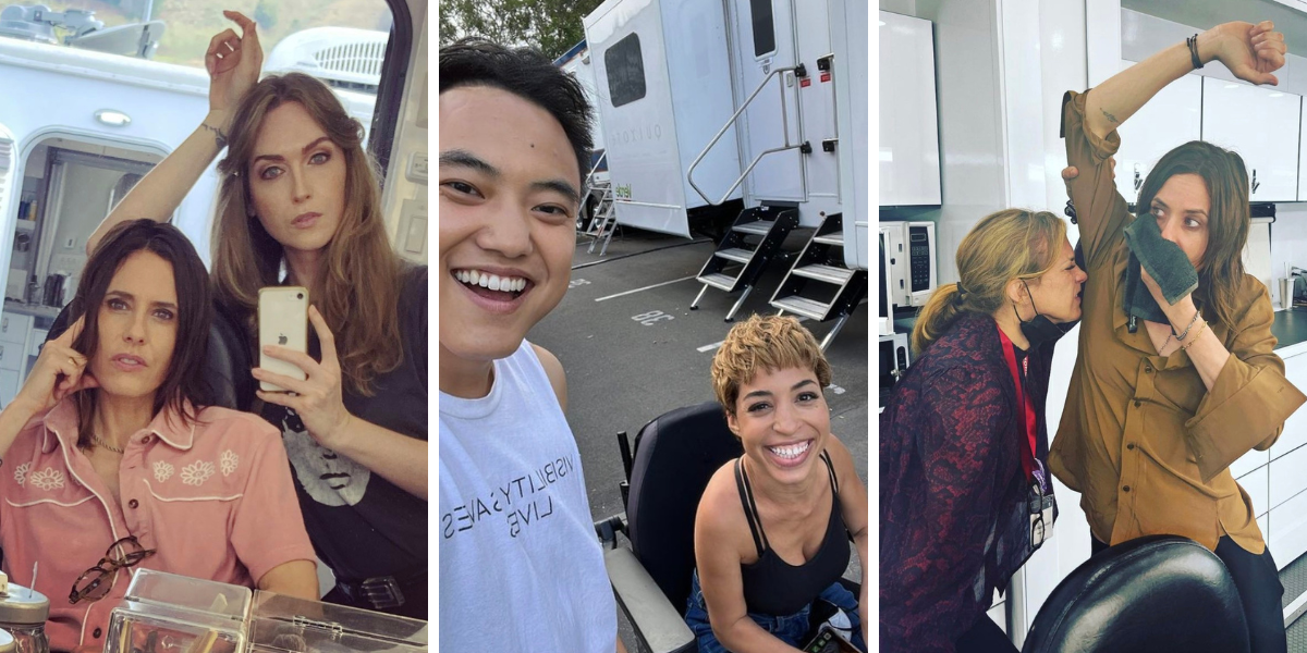 L Word Generation 3 Season 3 filming: Kate Moennig and Jamie Clayton, Leo Sheng and Jillian Mercado, Kate Moennig and her makeup artist