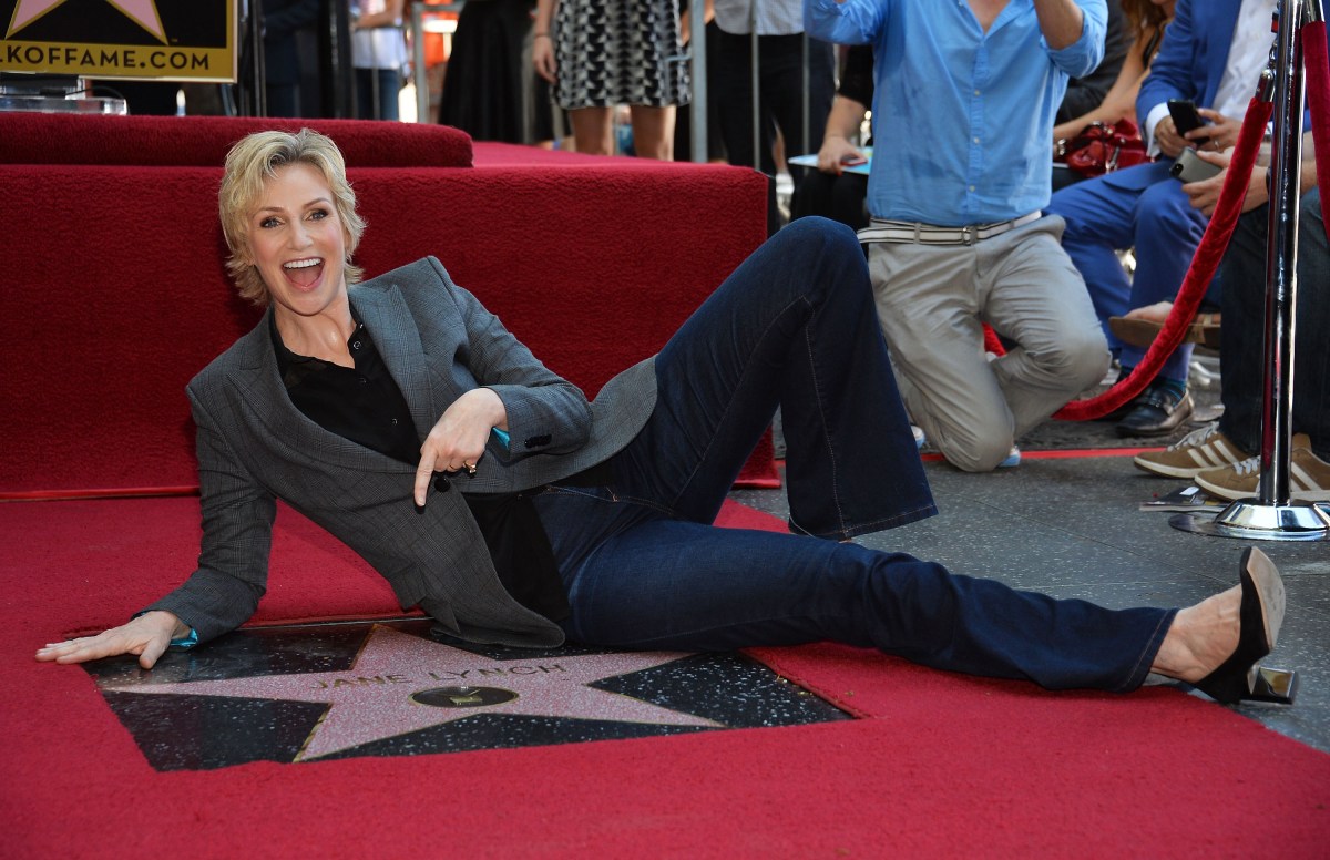 HOLLYWOOD, CA - SEPTEMBER 04: Actress Jane Lynch is honored on The Hollywood Walk of Fame on September 4, 2013 in Hollywood, California. (Photo by Amanda Edwards/WireImage)