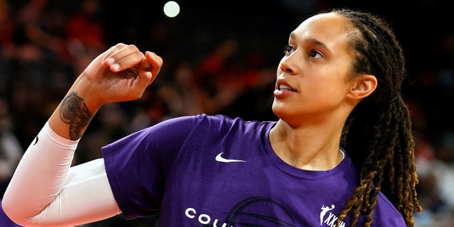 Brittney Griner #42 of the Phoenix Mercury warms up before Game Two of the 2021 WNBA Playoffs semifinals against the Las Vegas Aces at Michelob ULTRA Arena on September 30, 2021