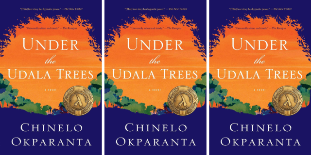 Under the Udala Tress: a novel by Chinelo Okparanta features trees and a sunset on it.