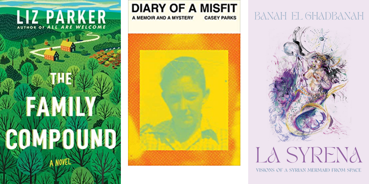 The Family Compound by Liz Parker, Diary of a Misfit by Casey Parks, and La Syrena: Visions of a Syrian Mermaid from Space by Banah El Ghadbanah.