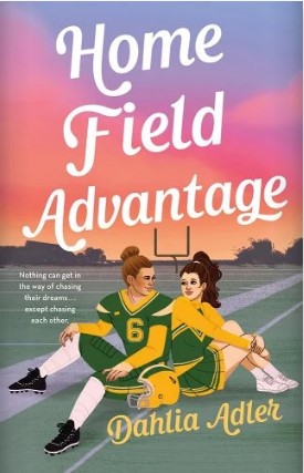 the cover of home field advantage features two teens, one a football player and one a cheerleader.
