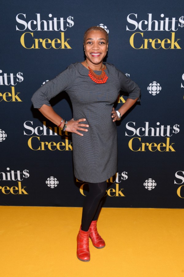 TORONTO, ON - JANUARY 09: Actor Karen Robinson attends the "Schitt's Creek" Season 4 premiere at TIFF Bell Lightbox on January 9, 2018 in Toronto, Canada. (Photo by GP Images/WireImage)