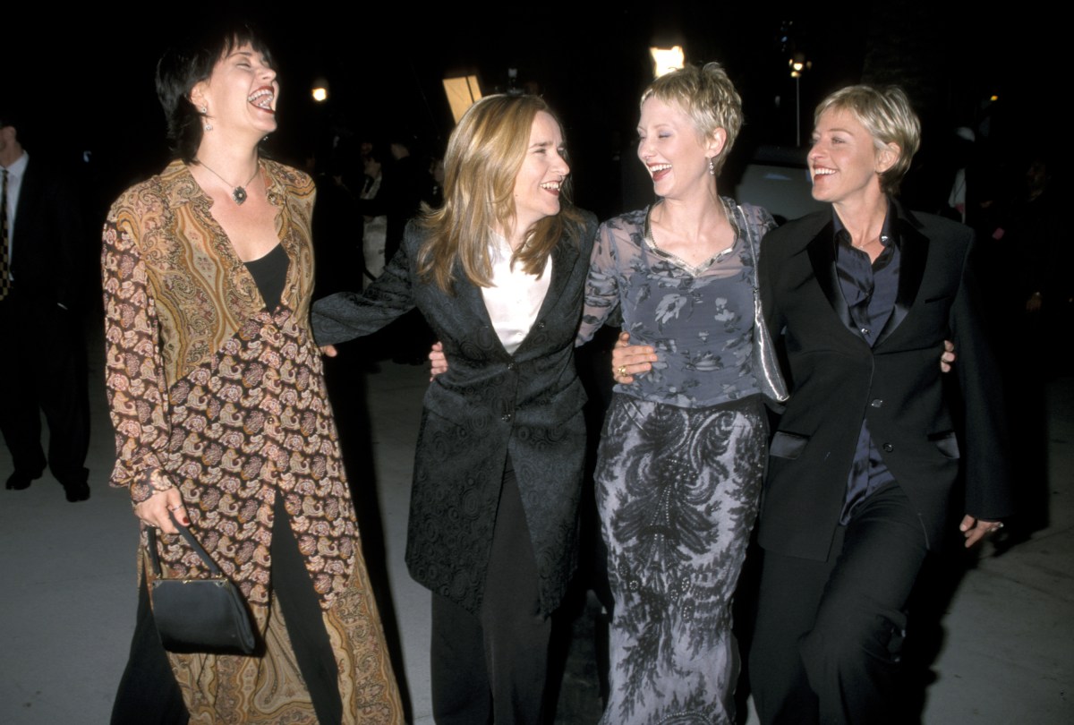 Julie Cypher, Melissa Etheridge, Anne Heche, and Ellen DeGeneres (Photo by Jim Smeal/Ron Galella Collection via Getty Images)