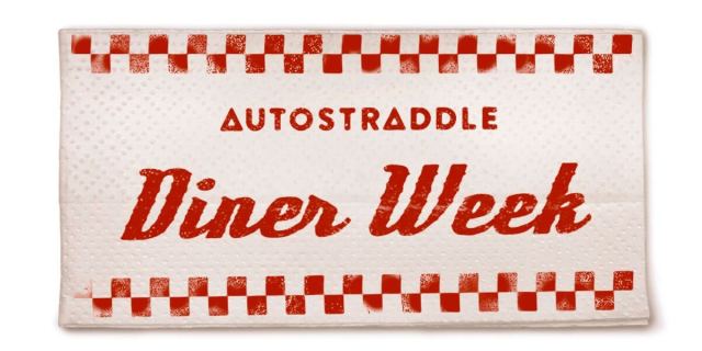 a white napkin with red print that reads AUTOSTRADDLE Diner Week
