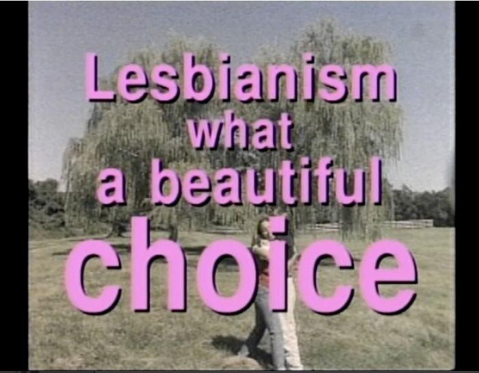 Pink text that reads: "Lesbianism what a beautiful choice."