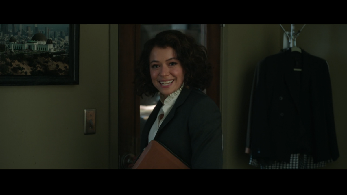 Tatiana Maslany as Jennifer Walters smiles at the camera