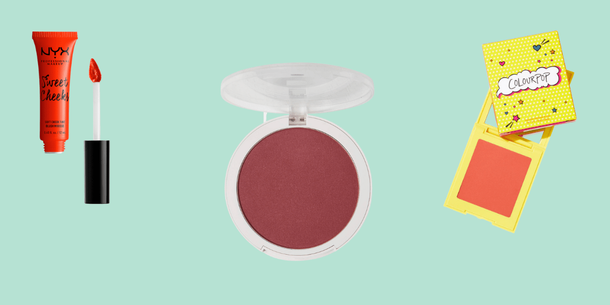 Three blush products in shades of red