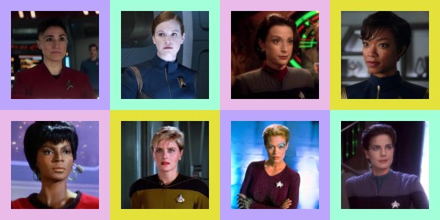 The following Star Trek officers: Nyota Uhura, Jadzia Dax, Michael Burnham, Erica Ortegas, Seven of Nine, Kira Nerys, Sylvia Tilly, Tasha Yar.