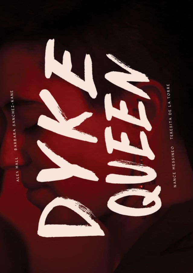 the words DYKE QUEEN emblazoned on a red cover for the second issue of Dyke Queen Zine