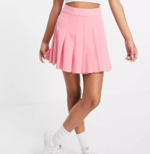A pleated pink skirt