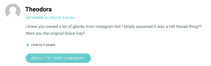 I knew you owned a lot of gloves from instagram but I totally assumed it was a Hill House thing?? Were you the original Glove Gay?