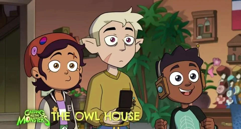 Luz, Hunter, and Gus all scarred up in the season three premiere of The Owl House 