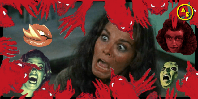 A still of a woman making a frightened face in the movie Symptoms